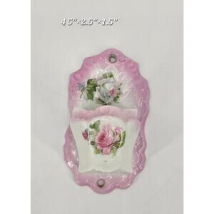 Antique J.S.V. Germany Hand-Painted Rose Matchstick Holder Victorian Porcelain